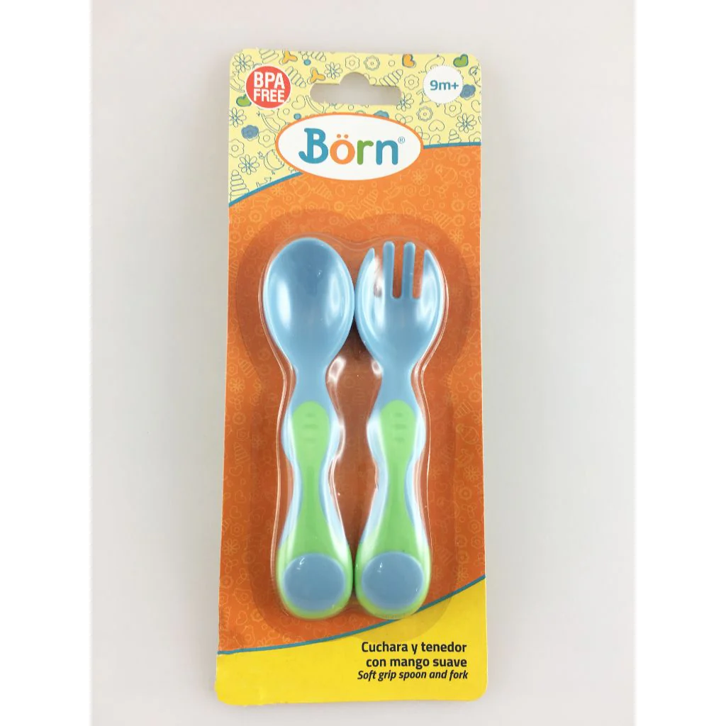 Born Cuchara Y Tenedor Plastico Soft Grip