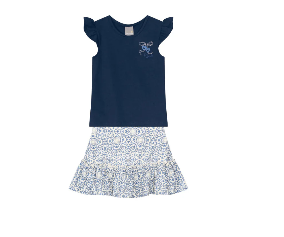Conjunto Para Nenas Blusa Y Falda Shorts Mundi